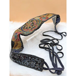Vintage Black and Multicolor Beaded Rope Tie Belt35